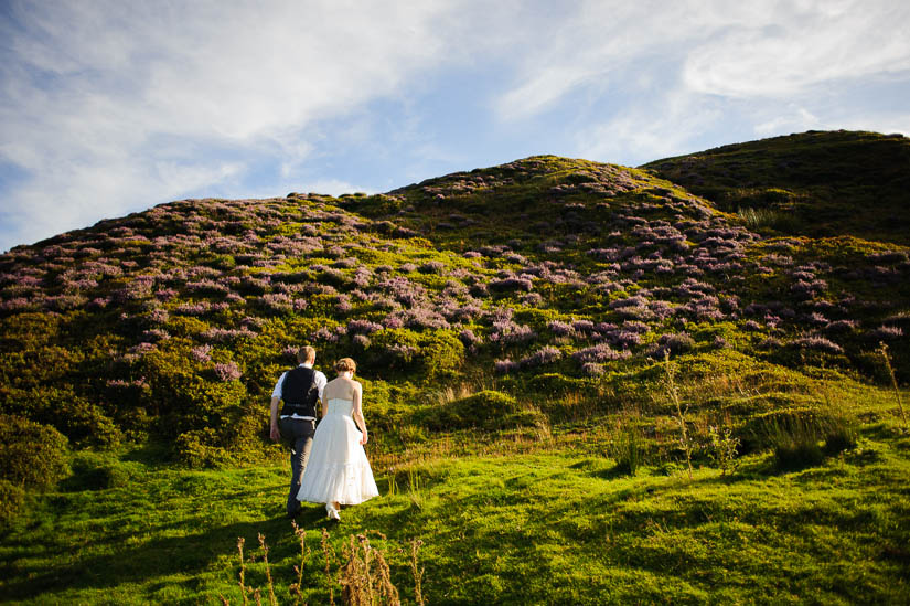 bride and groom portraits in the heather