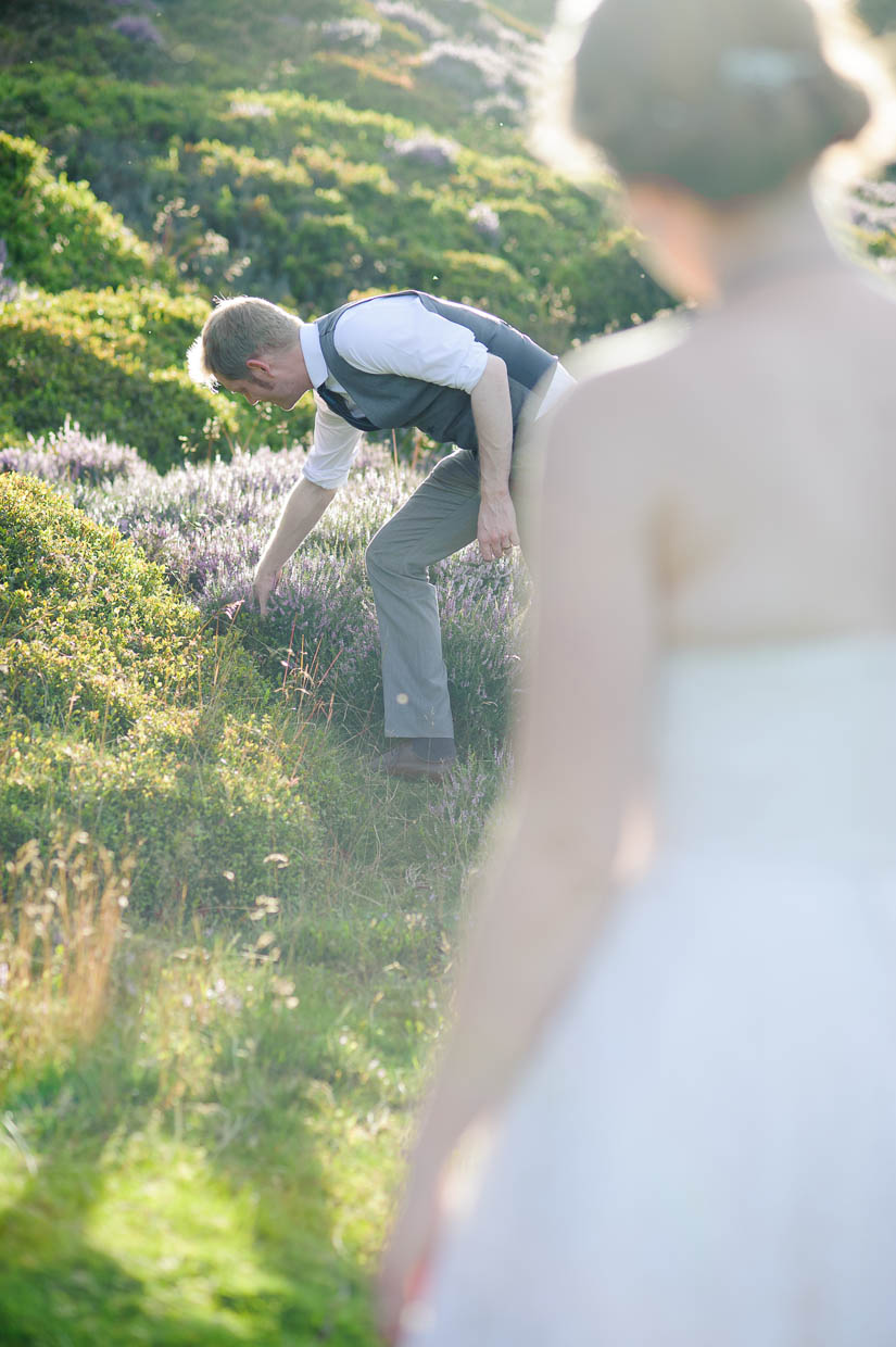 picking heather for his bride