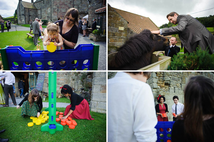 playing with lawn games at danby castle wedding