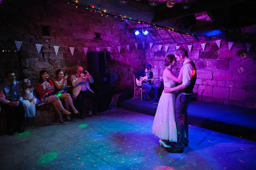 first dance with purple dj lights