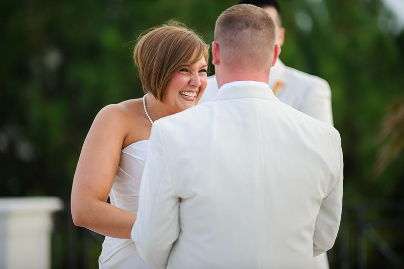 bride laughing during the wedding on the eastern shore