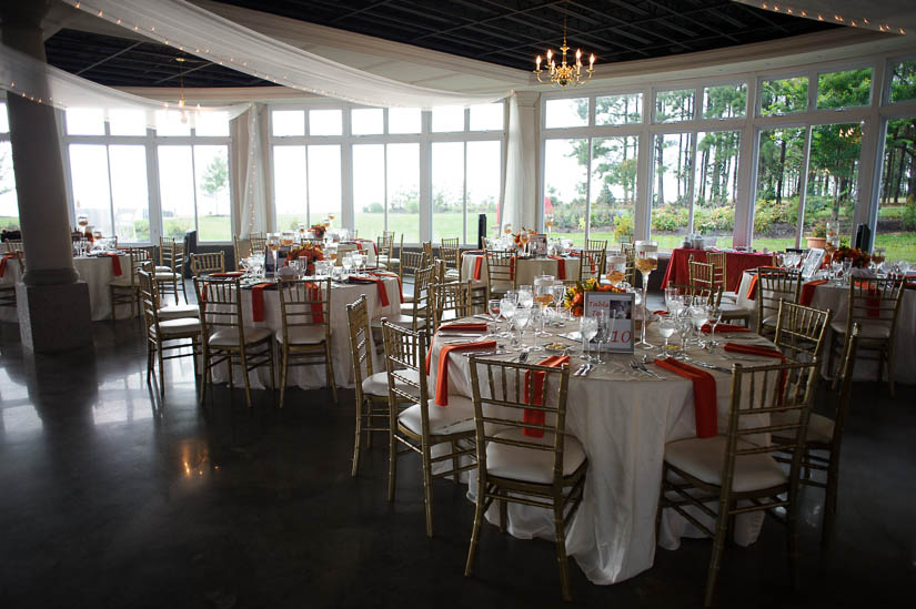 beautiful beach and orange wedding decorations