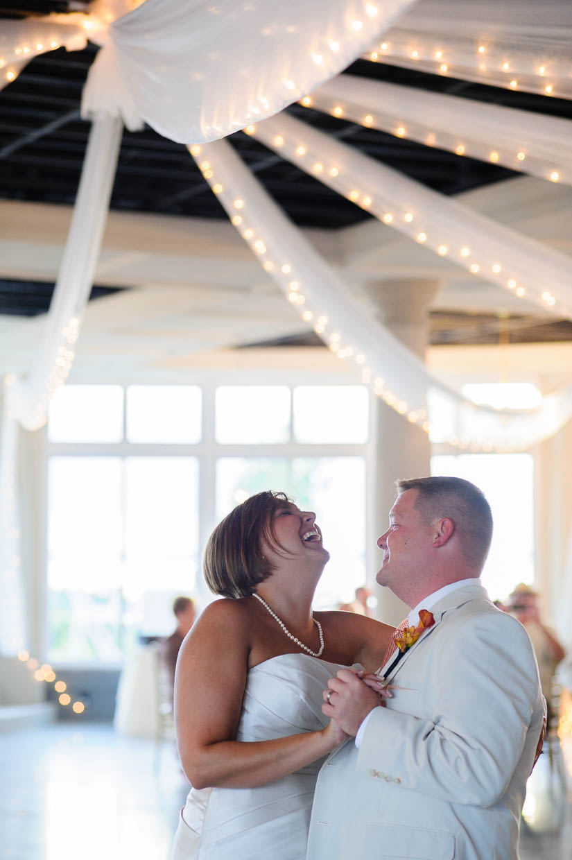 laughing during the first dance at maryland eastern shore wedding