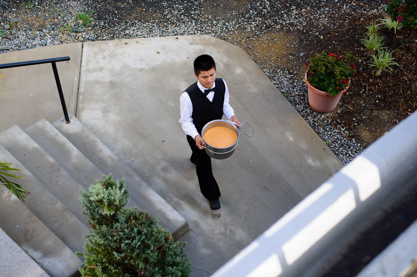 server at love point wedding reception