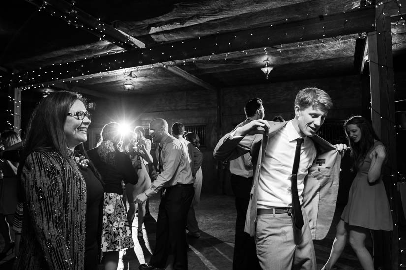 groom getting funky at bluemont vineyard wedding