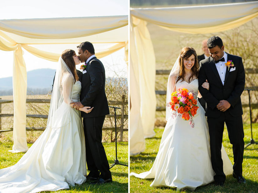 first kiss at comus inn wedding