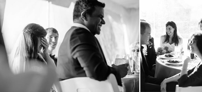 toast reactions at comus inn wedding