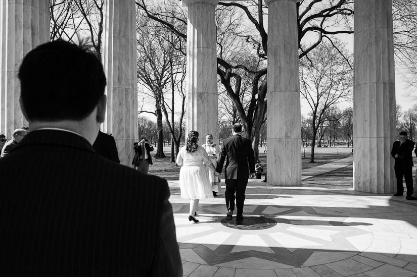 entering the wedding ceremony at dc war memorial