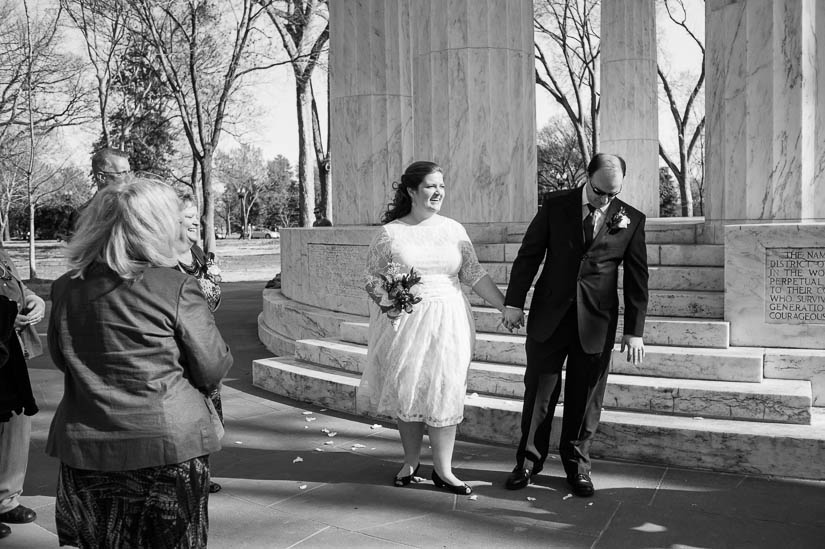 candid moment at dc war memorial wedding