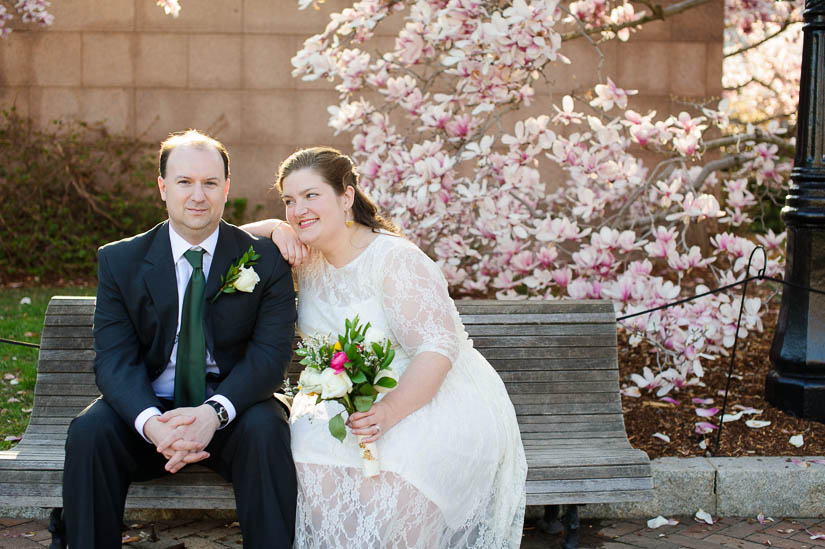 wedding portraits with magnolias in washington dc