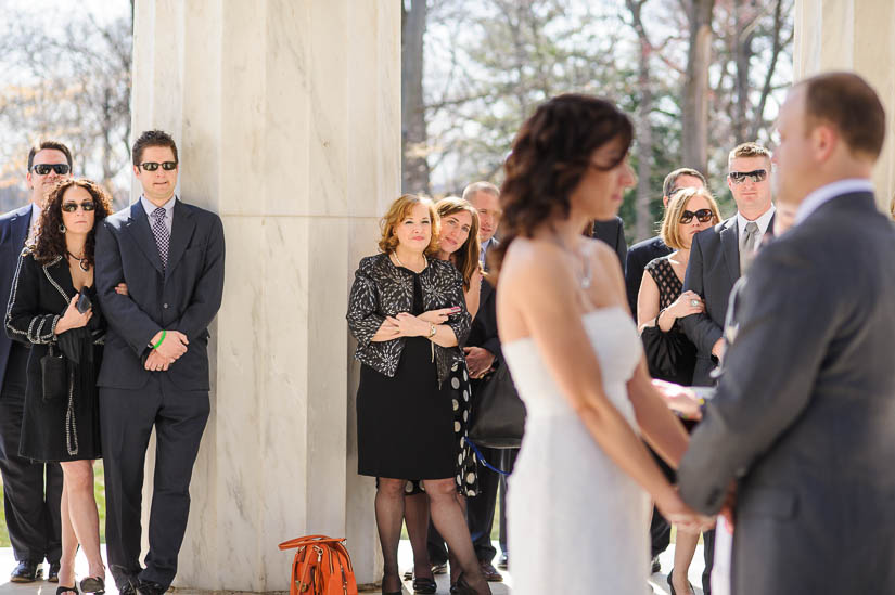 wedding guests at the dc war memorial