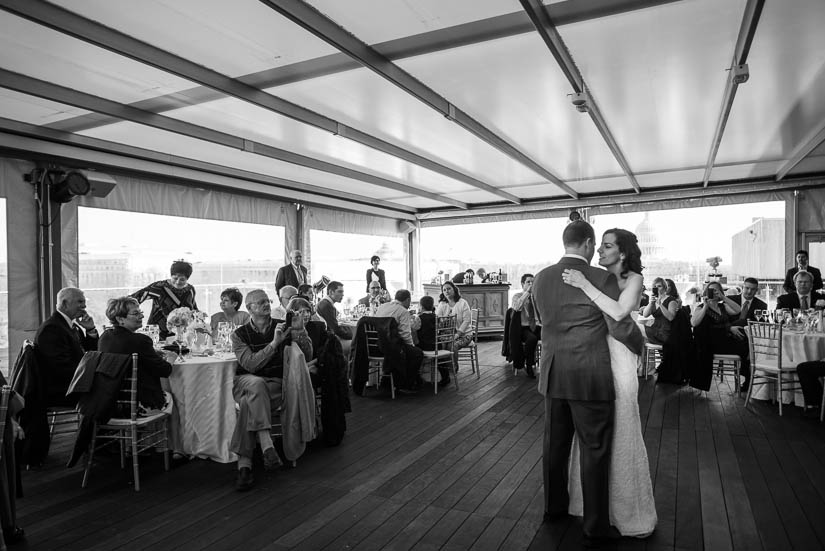 first dance at the flying bridge with capitol view