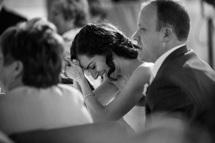 toast reactions at flying bridge wedding reception