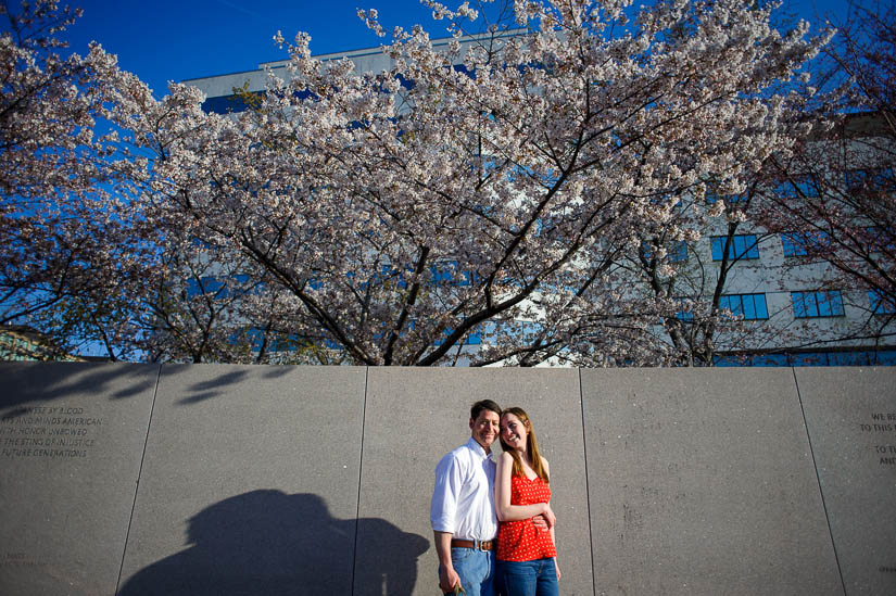 engagement photos in dc with cherry blossoms