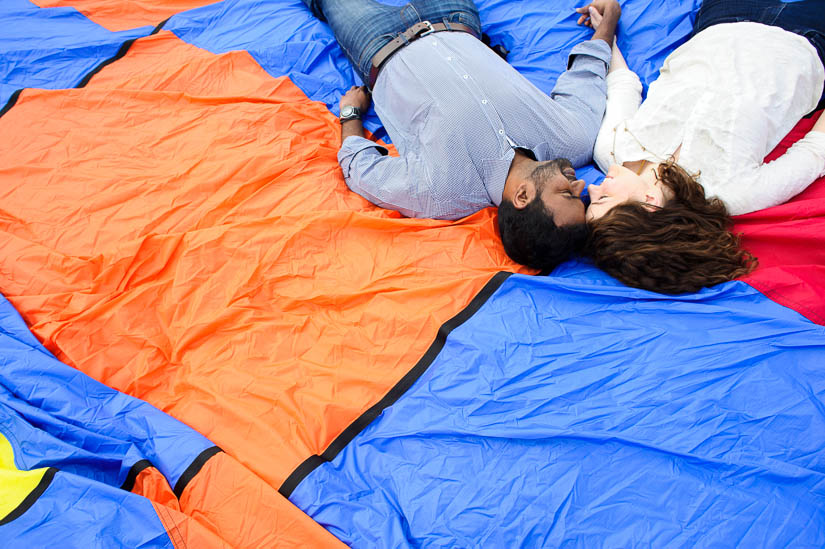 engagement session with a hot air balloon