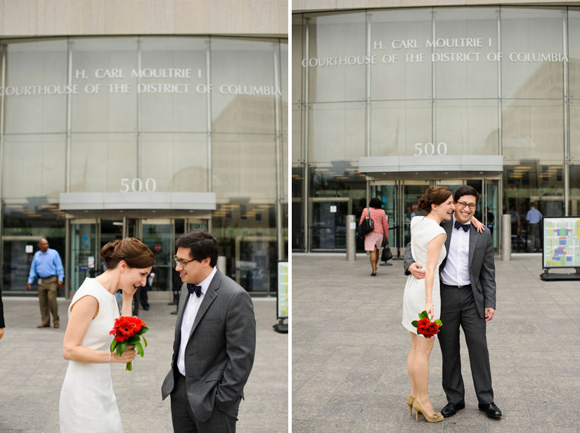 wedding photos in front of the washington dc courthouse