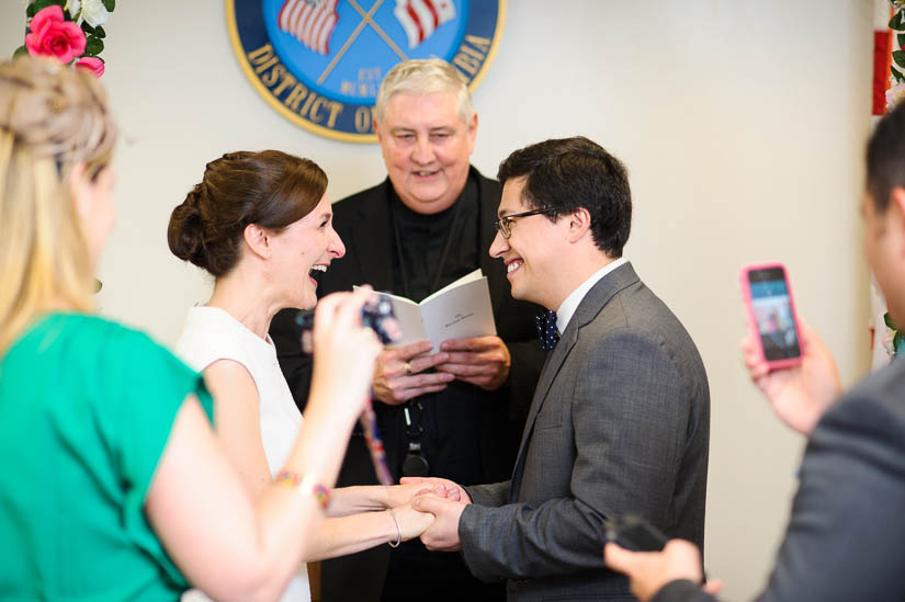 laughing during dc courthouse wedding