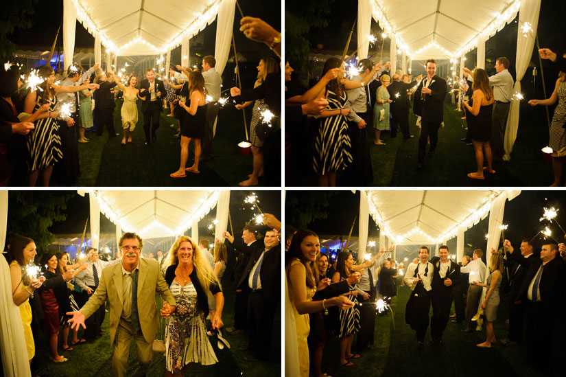 wedding guests using the sparkler exit at green spring valley hunt club wedding