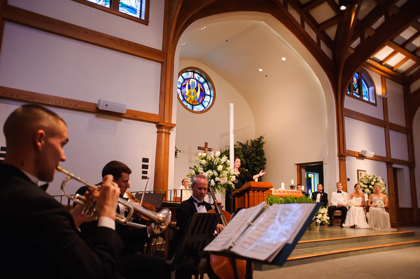 artistic wedding photos with Loyola Blakefield church band