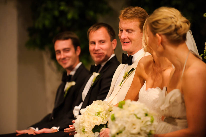 groom laughing during Loyola Blakefield church wedding