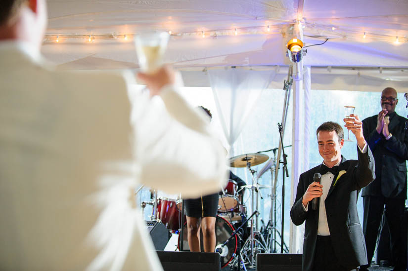 brothers toasting at green spring valley hunt club wedding