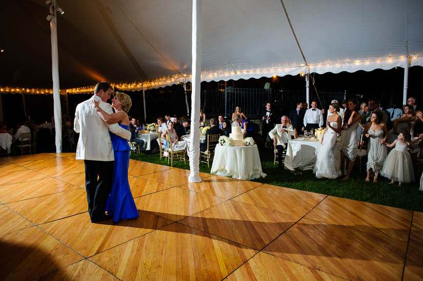 groom and his mother dancing during green spring valley hunt club wedding reception