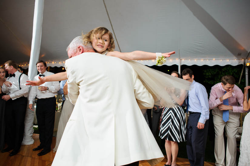 little girl and father of the bride at green spring valley hunt club wedding