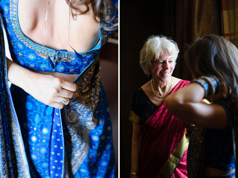 bride gets ready with stepmother