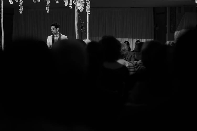 groom waiting for his bride at hindu wedding