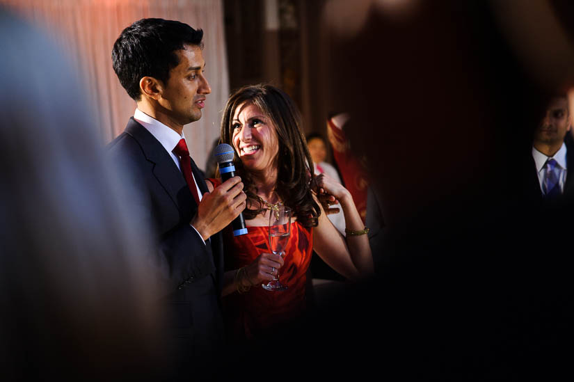 bride and groom speaking at national museum for women in the arts wedding