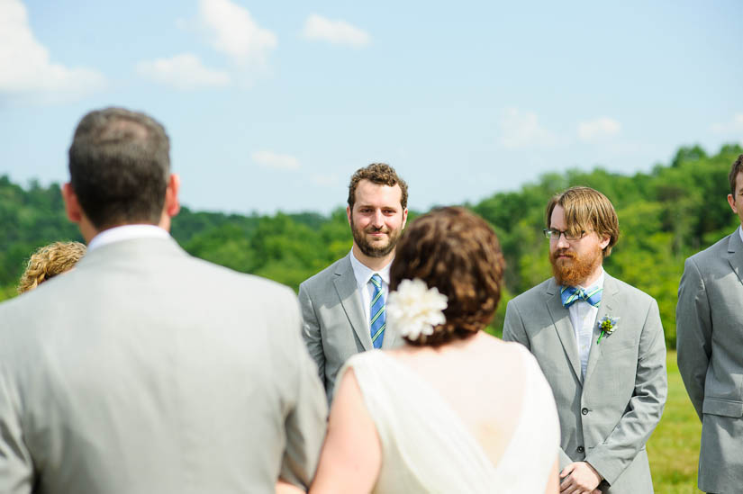 groom greets his bride in charlottesville wedding