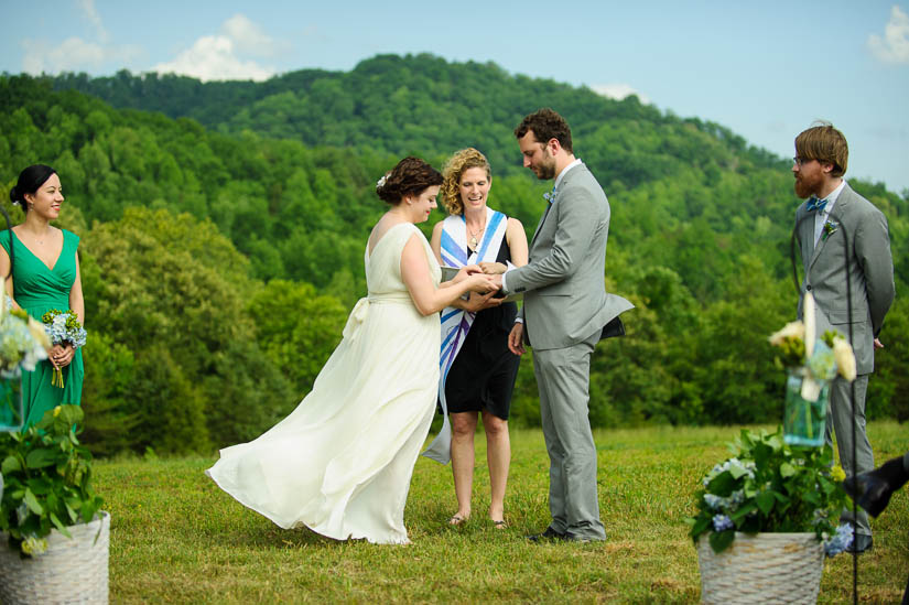 putting on the rings in charlottesville wedding