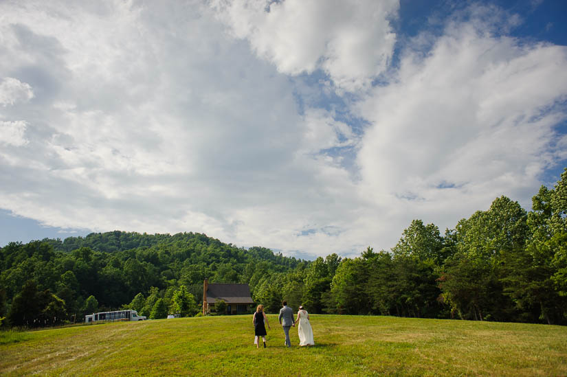 walking to the tiny house in charlottesville wedding