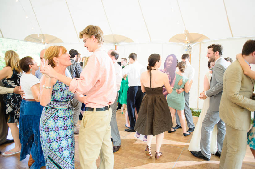 dancing with a cardboard cut-out in charlottesville wedding