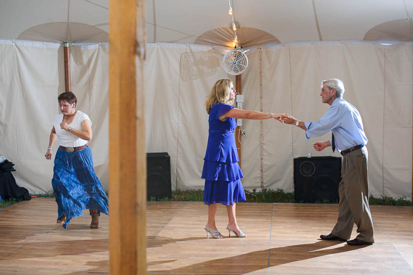 grandfather and mother of the groom dancing at the country wedding