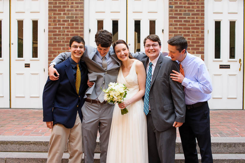 bride with her brothers at old town alexandria courthouse wedding