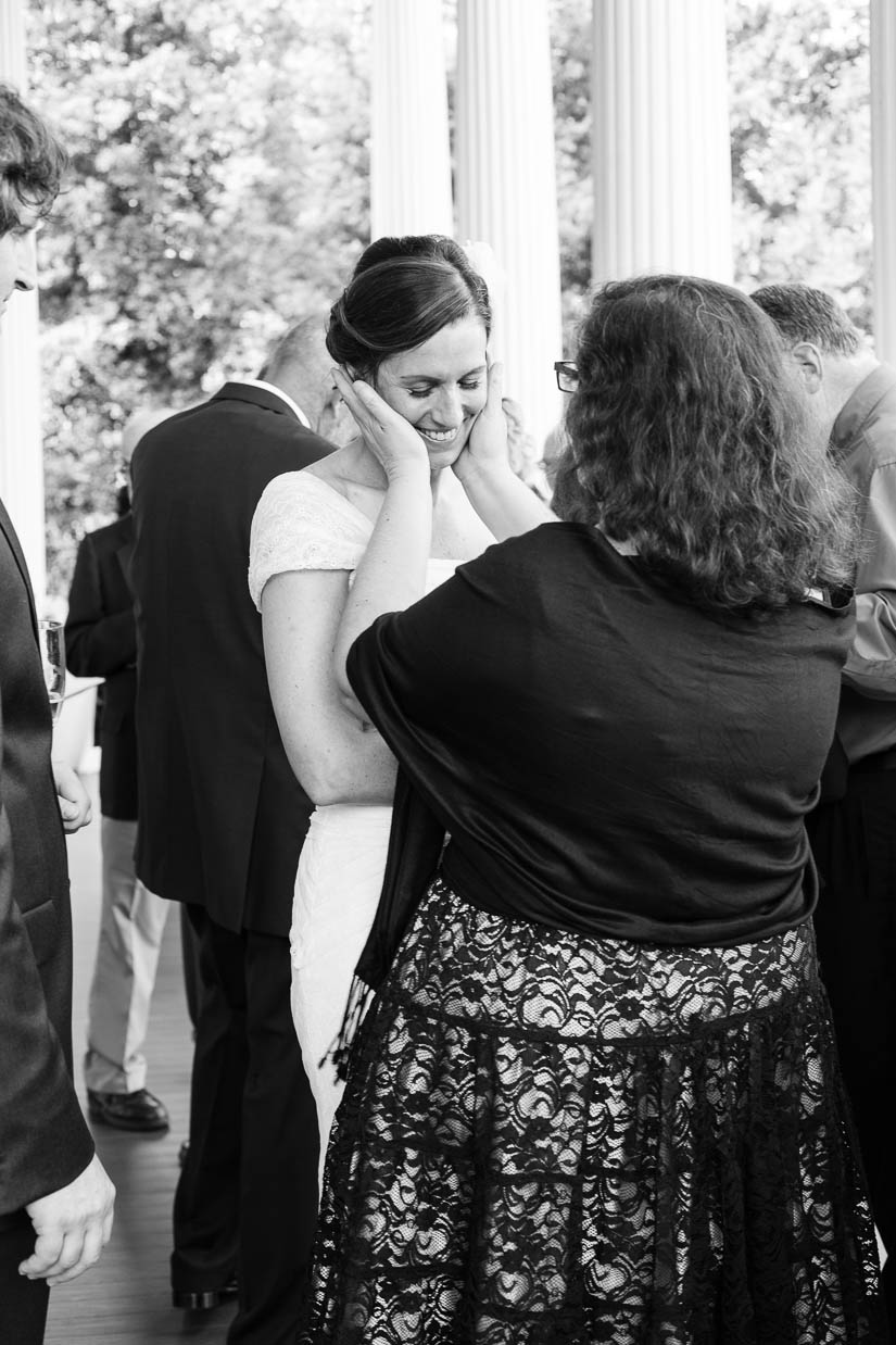 relative congratulating bride at historic rosemont manor wedding