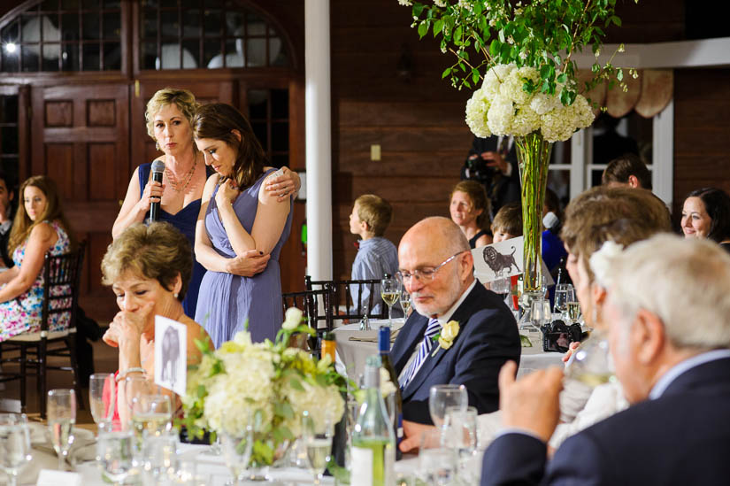 sisters giving a speech at historic rosemont manor wedding