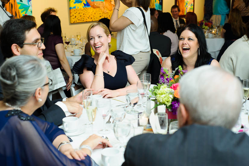 guests laughing at arts club of washington wedding