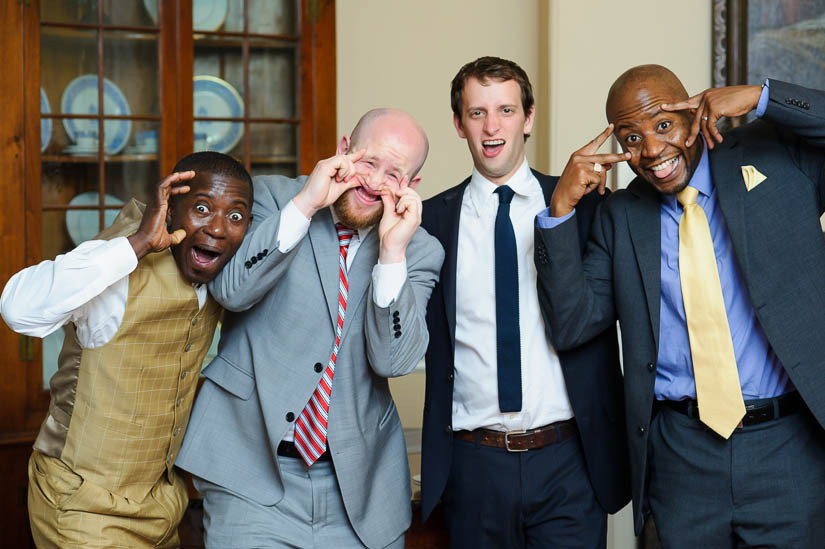 friends making goofy faces at arts club of washington wedding