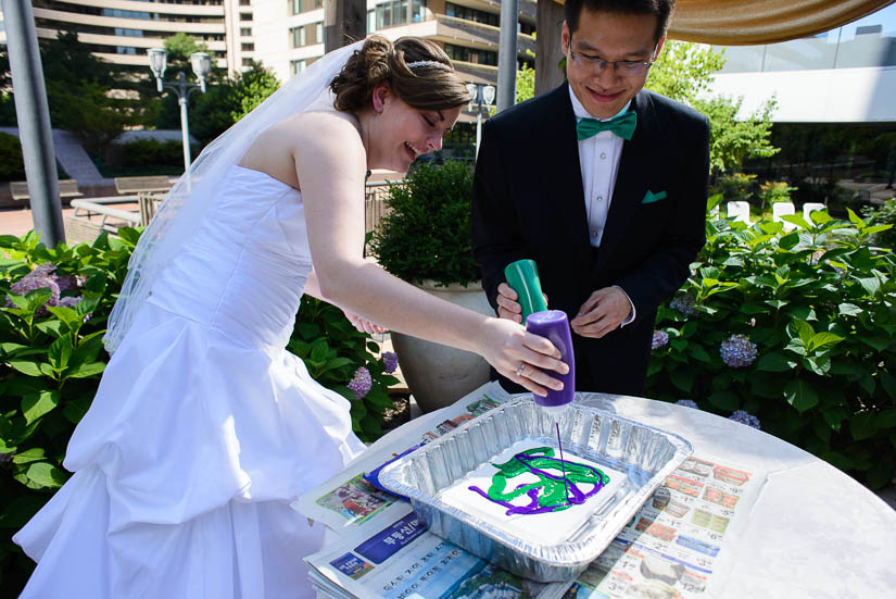 painting during the wedding ceremony Crowne Plaza Crystal City