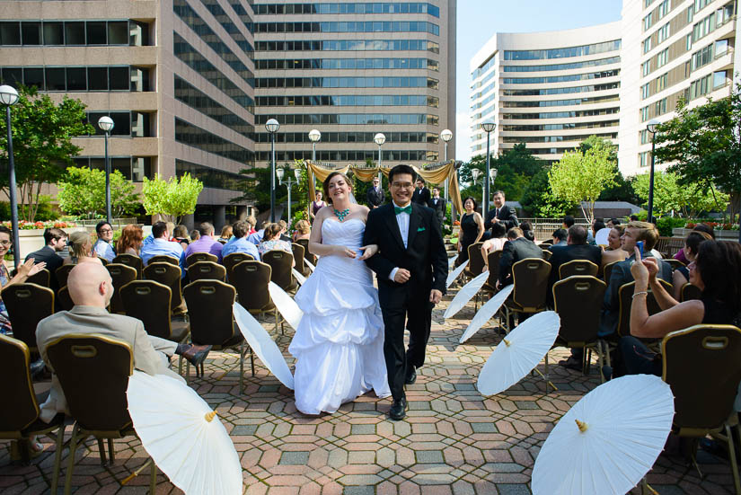 ceremony recessional at Crowne Plaza Crystal City wedding