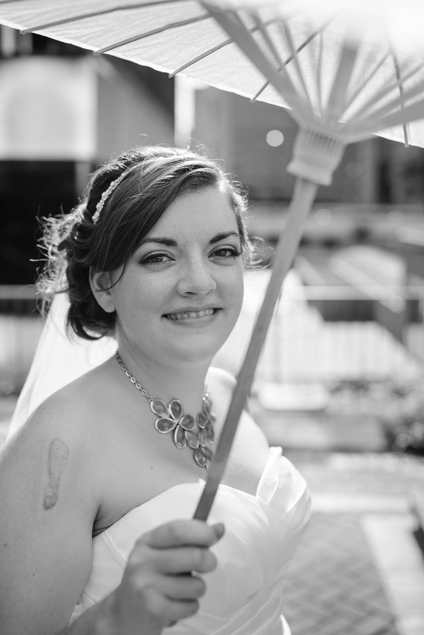 beautiful bride with parasol