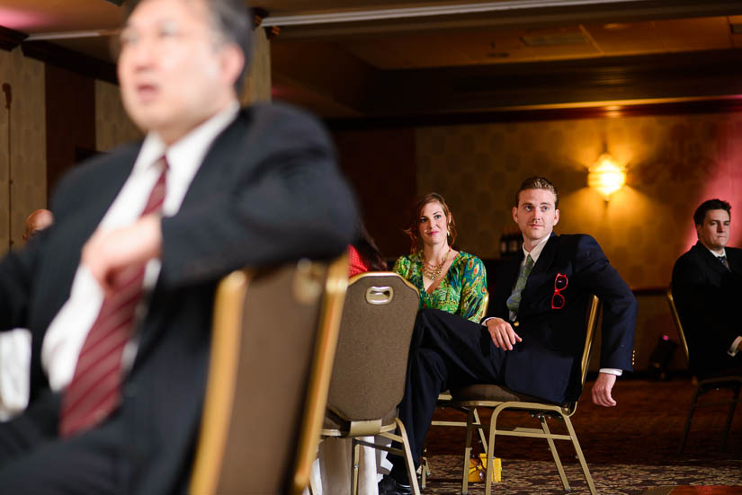 guests watching speeches at Crowne Plaza Crystal City wedding