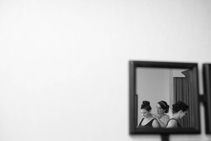 bride and bridesmaids in the hotel suite before the wedding