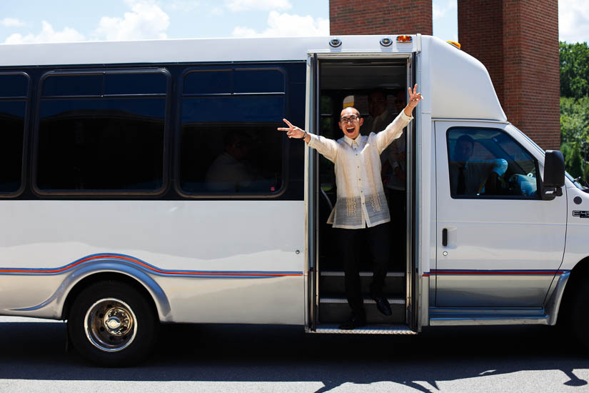 groom exiting the shuttle at olgc