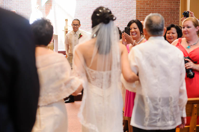 bride walking into the wedding ceremony