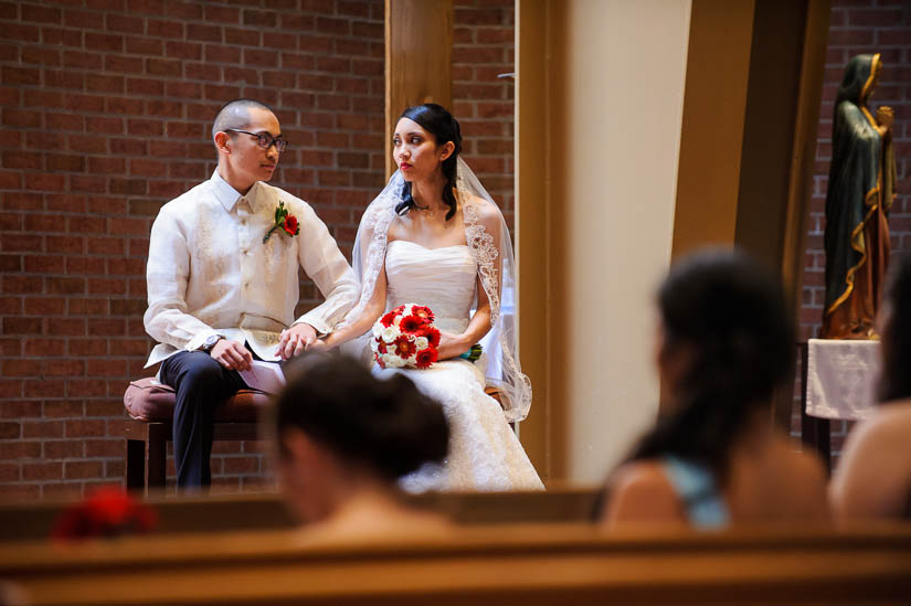 bride and groom during the wedding ceremony