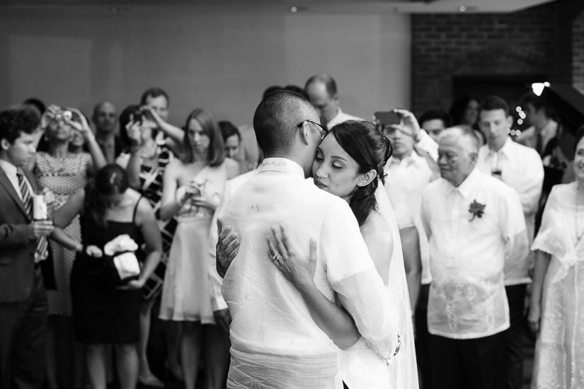 bride and groom first dance at the grand atrium