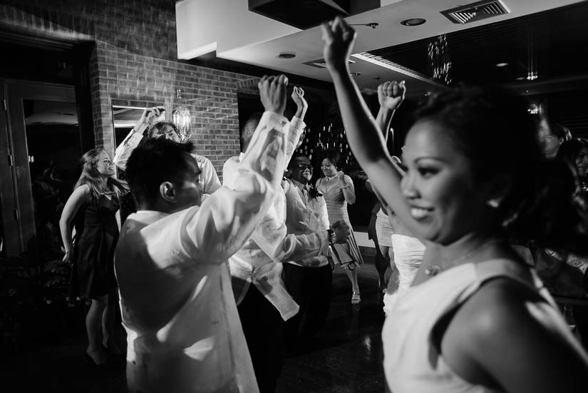 guests having a good time at the wedding reception